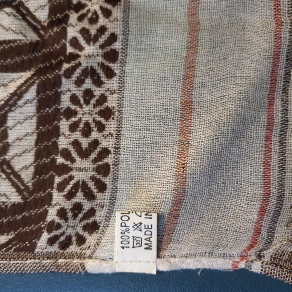 Scandinavian folk scarf in pink, brown, red, ivory  + earth tones Elegant & soft - Picture 4 of 7